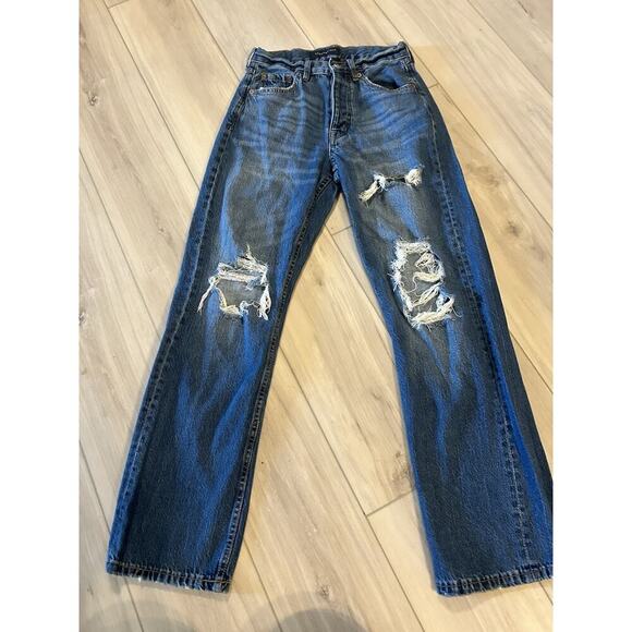 Aeropostale Womens Jeans Size 2 Regular Button Fly Distressed Ripped Denim - Picture 1 of 4